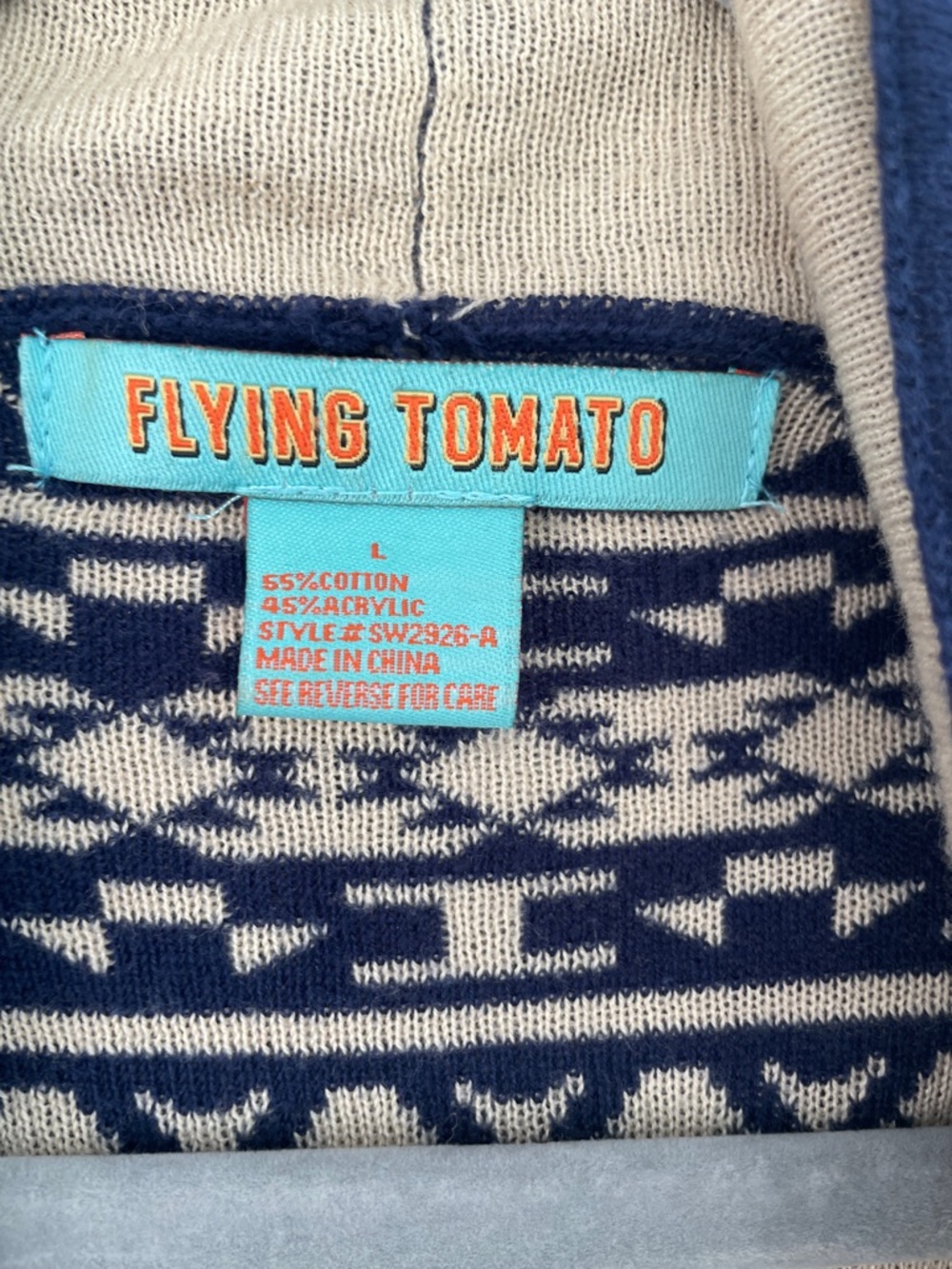 Flying Tomato Tribal Print Open-Front Cardigan Sweater - Black & Cream - Picture 2 of 6